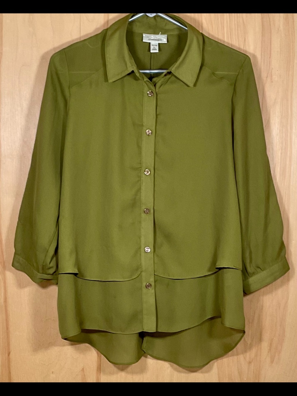 Dressbarn 3/4 Sleeve Button Down Petite Blouse - EUC